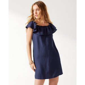 Tommy Bahama Linen-Blend Off-the-Shoulder Dress