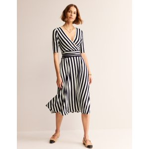 Boden Kassidy Jersey Midi DressFrench Navy, Ivory Stripe