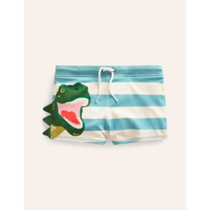 Boden Swim TrunksAqua Sea/ Ivory Stripe Dino
