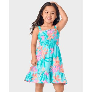 Gymboree Girls Tropical Smocked Ruffle Dress - Splish-Splash - time for teal