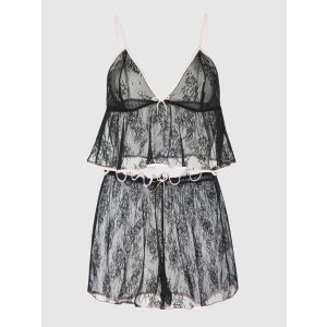 frederick's OF HOLLYWOOD Rosalind Lace & Satin Trimmed Sleep Cami & Shortie