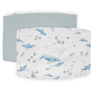 Little Unicorn Cotton Muslin Toddler Pillowcase, 2 Pack - Whales
