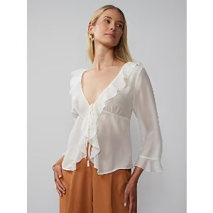 V-Neck Ruffle Top