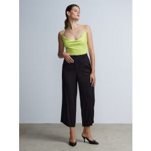 Double Button Twill Wide Leg Pant