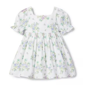 Janie and Jack Floral Seersucker Puff Sleeve Dress