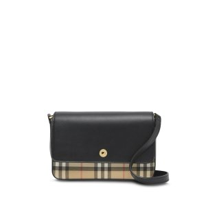 Burberry Vintage Check leather shoulder bag black | MODES
