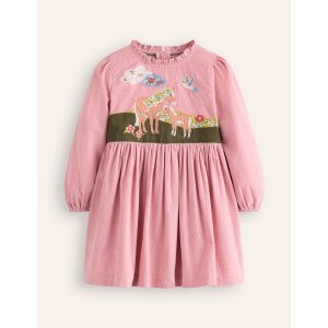 Boden Cord Applique DressVintage Pink Ponies