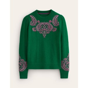 Boden Fenella Embellished SweaterPine Green