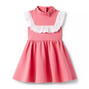Janie and Jack Eyelet Ruffle Ponte Dress