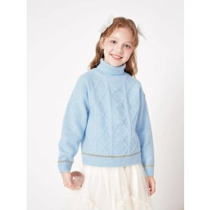 SHEIN 1pc Tween Girl Turtleneck Drop Shoulder Soft And Thick Sweater Suitable For Winter | SHEIN USA