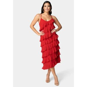 Ruffle Side Slit Maxi Dress