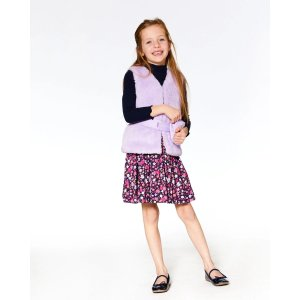 Faux Fur Vest With Belt Lavender
