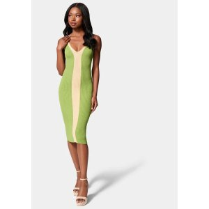 Bebe Color Block V-Neck Midi Dress