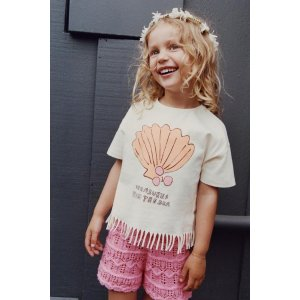 Zara FRINGED SHELL T-SHIRT
