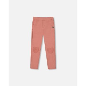 Fleece Treggings With Knee Patch Pink Cinnamon