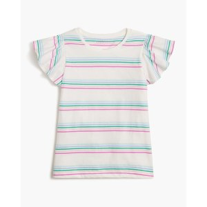 J.Crew Girls' flutter-sleeve striped tee