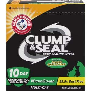 Arm & Hammer Clump & Seal MicroGuard Odor Sealing Clumping Cat Litter with 10 Days of Odor Control, 28-lb box