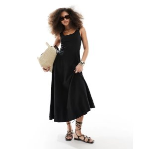 ASOS DESIGN seamed maxi tennis sundress in black