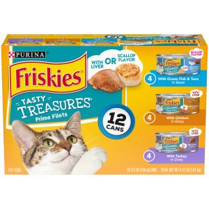 Friskies Tasty Treasures Wet Cat Food Variety Pack, 5.5 oz., Count of 12