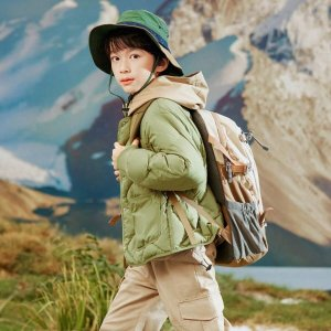 SHEIN Balabala Kids Coats Minimalist Rhombus Pattern Thermal Fluffy Lightweight Boys Down Jackets Green | SHEIN USA