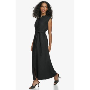 Calvin Klein Sleeveless Linen Blend Maxi Shirtdress
