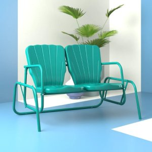 Hashtag Home Nikolas Powder Coated Steel Outdoor Glider Chair