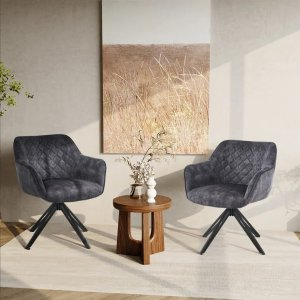 Leconte Velvet Swivel Armchair (Set of 2)