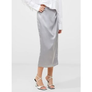Inu Satin Midi Wrap Skirt Alloy | French Connection US