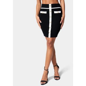 Contrast Button Detail Sweater Skirt