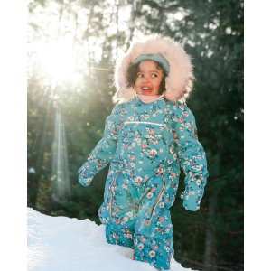 One Piece Baby Car Seat Snowsuit With Spring Flower Print