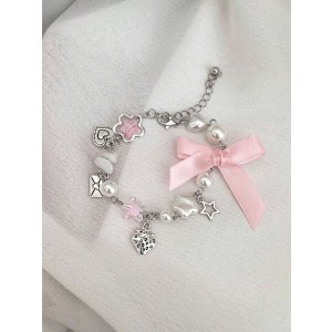SHEIN ROMWE Kawaii 1pc Fashionable Sweet & Simple Star, Strawberry, Bowknot, Crystal And Pearl Decor Chain Bracelet | SHEIN USA