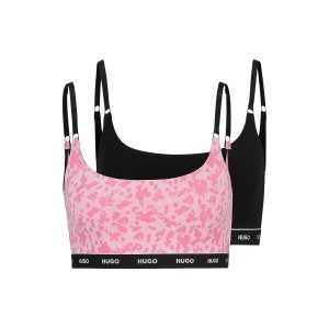 HUGO Two-pack of stretch-cotton bralettes with logo underbands