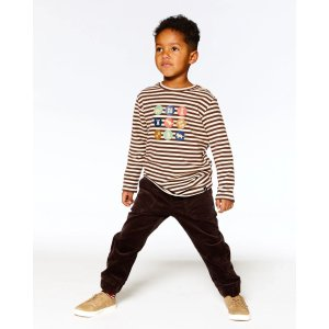 Super Soft Heavy Jersey Brushed T-Shirt With Print Brown And Beige Stripe