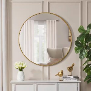 Home Decorators Collection Medium Round Black Classic Accent Mirror (24 in. Diameter)