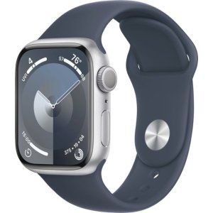 Apple Watch Series 9 GPS 41mm Aluminum Case with Storm Blue Sport Band (Small/Medium) - Silver