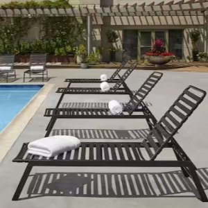 Hampton Bay Black Adjustable Outdoor Strap Chaise Lounge with Aluminum Frame (2-Pack)
