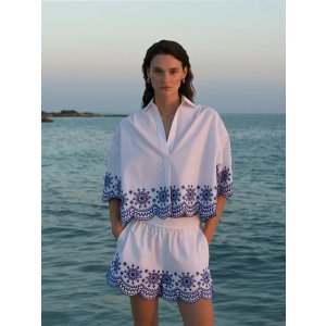 French Connection Alissa Cotton Embroidered Popover