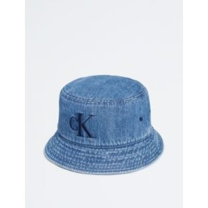 Calvin Klein Washed Denim Embroidered Logo Bucket Hat