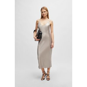 BOSS Evening dress in liquid-soft fabric with layered neckline