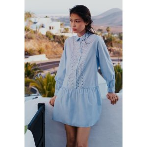 Zara OPENWORK EMBROIDERED MINI DRESS