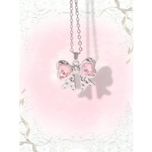 SHEIN ROMWE Kawaii 1pc Cool & Sweet Couple Style Big Pink Rhinestone Butterfly Pendant Necklace | SHEIN USA