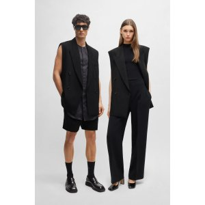 BOSS Oversized-fit sleeveless jacket in stretch wool