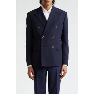 Versace Double Breasted Wool Grain de Poudre Sport Coat