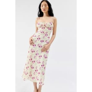 Strappy-Back Floral Midi Dress