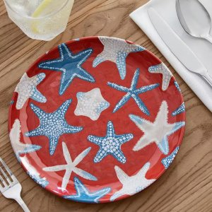 StyleWell Taryn Melamine Accent Plates in Chili Red Starfish (Set of 6)