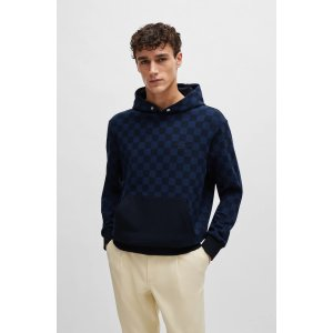 Porsche x BOSS mercerized-cotton hoodie with check print