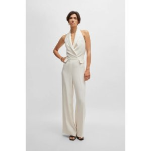 BOSS Halterneck jumpsuit with peak lapels