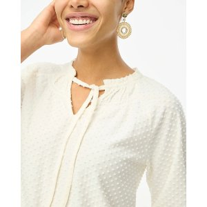 J.Crew Clip-dot smocked-neck top