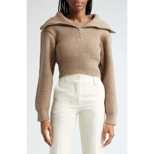 Jacquemus Risoul Merino Wool Layered Crop Sweater