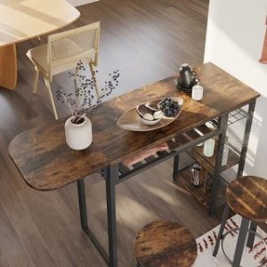 3 Pieces Bar Pub Table Set with Two Stools